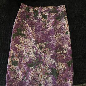 Lined purple floral pencil skirt